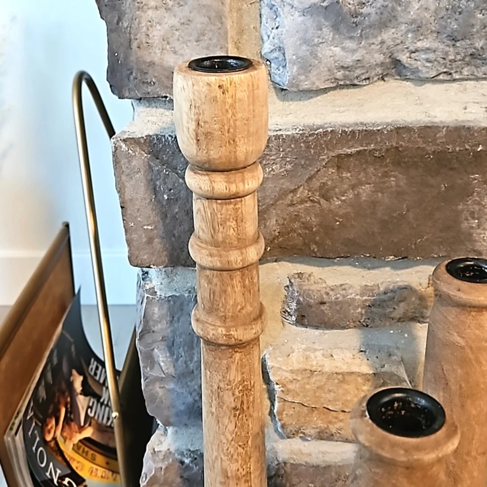 Rustic Wooden Pedestal Columns - Brown Home Accent
